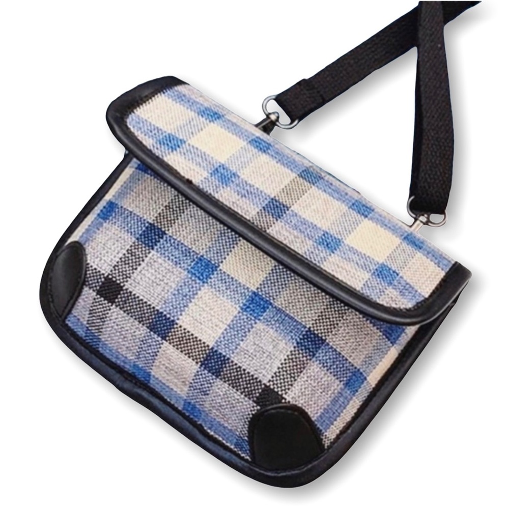Plaid Mini Messenger Bag Blue